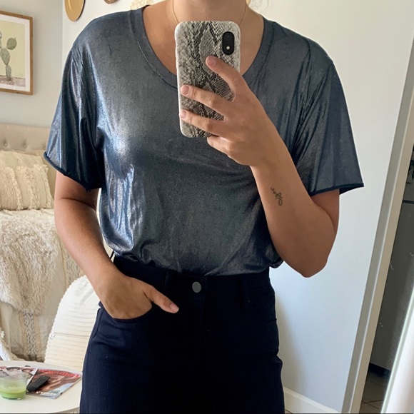 Trouve Slouchy Metallic Shimmer Tee - Picture 1 of 2